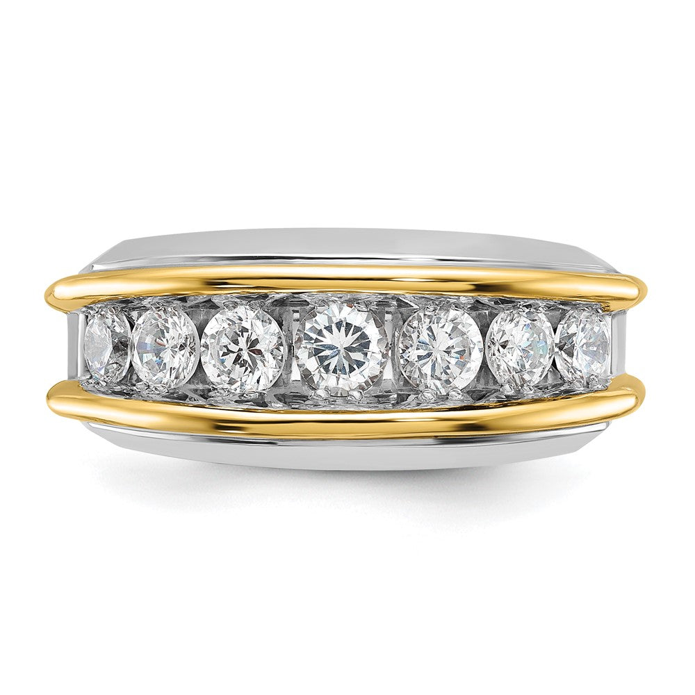 14K Bicolor-Gold Diamant-Ring für Herren, 1,5K, komplett besetzt