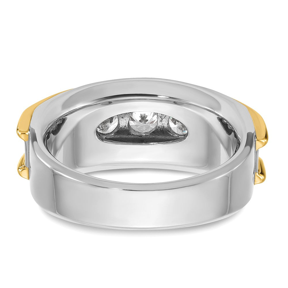 14K Bicolor-Gold Diamant-Ring für Herren, 1,5K, komplett besetzt