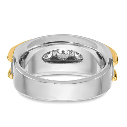 14K Bicolor-Gold Diamant-Ring für Herren, 1,5K, komplett besetzt