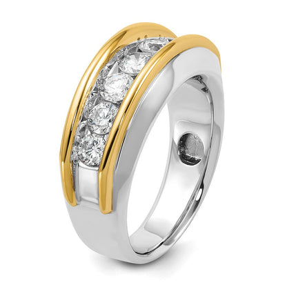 14K Bicolor-Gold Diamant-Ring für Herren, 1,5K, komplett besetzt
