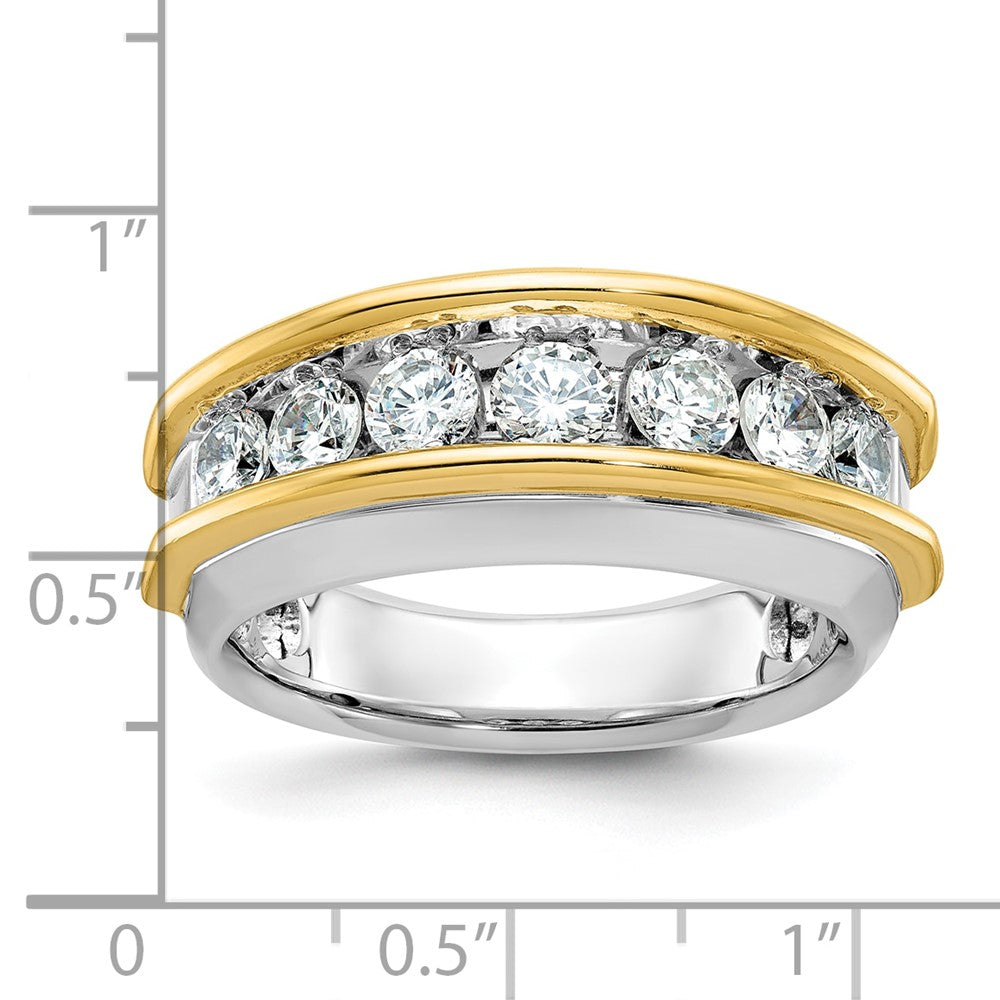 14K Bicolor-Gold Diamant-Ring für Herren, 1,5K, komplett besetzt