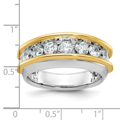 14K Bicolor-Gold Diamant-Ring für Herren, 1,5K, komplett besetzt