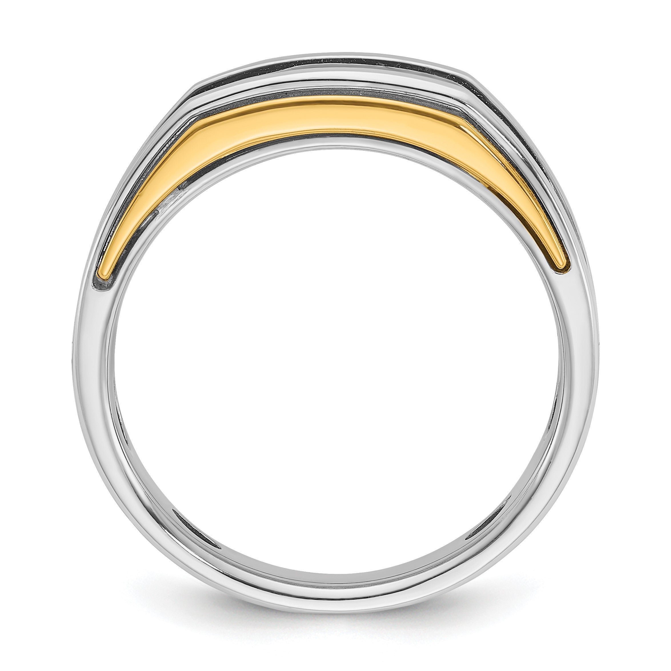 10K Bicolor Ibgoodman Herren Poliert 5-stone 1/4 Karat A Qualität Diamant Ring