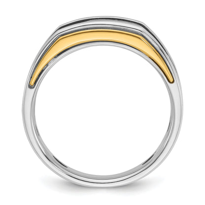 10K Bicolor Ibgoodman Herren Poliert 5-stone 1/4 Karat A Qualität Diamant Ring