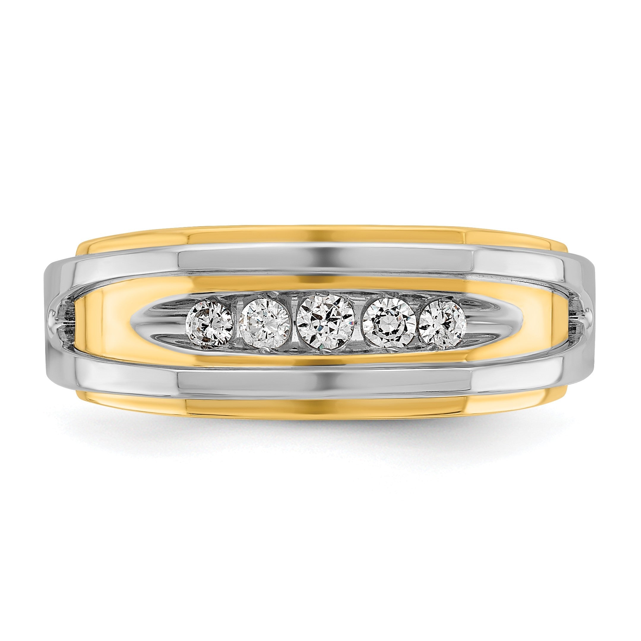 10K Bicolor Ibgoodman Herren Poliert 5-stone 1/4 Karat A Qualität Diamant Ring