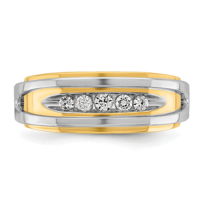 10K Bicolor Ibgoodman Herren Poliert 5-stone 1/4 Karat A Qualität Diamant Ring