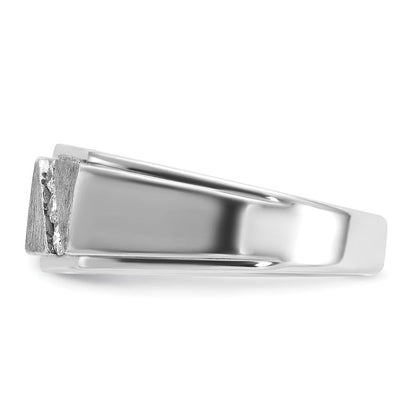 14K Weißgold Herren-Ring mit Satinfinish und 0,5K Diamanten, komplett besetzt