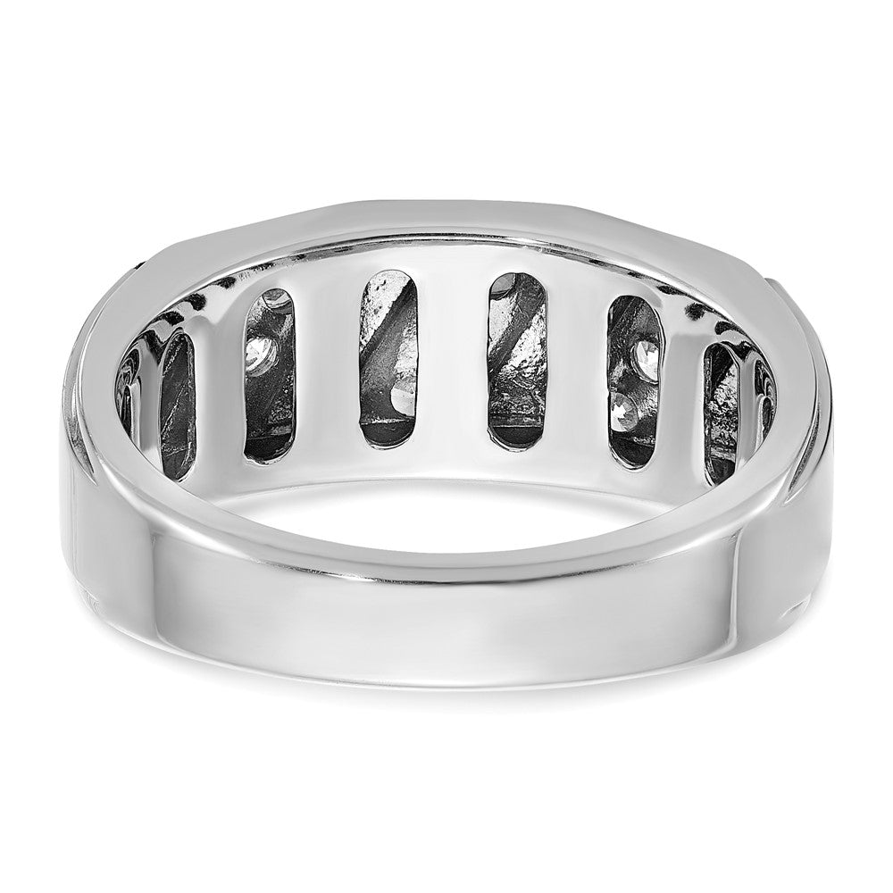 14K Weißgold Herren-Ring mit Satinfinish und 0,5K Diamanten, komplett besetzt