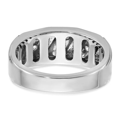 14K Weißgold Herren-Ring mit Satinfinish und 0,5K Diamanten, komplett besetzt