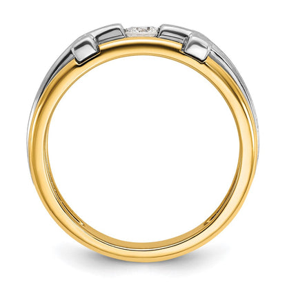 10K Bicolor Ibgoodman Herren Poliert Satiniert und Ausgeschnitten 1/5 Karat A Qualität Diamant Kreuz Ring
