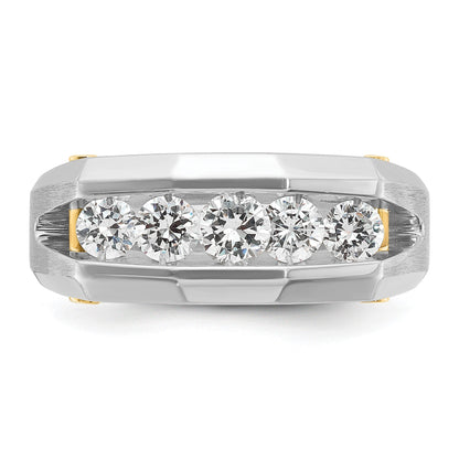 14K Bicolor Gold Herren-Diamantring, poliert und satiniert, 1K Diamant, komplett besetzt