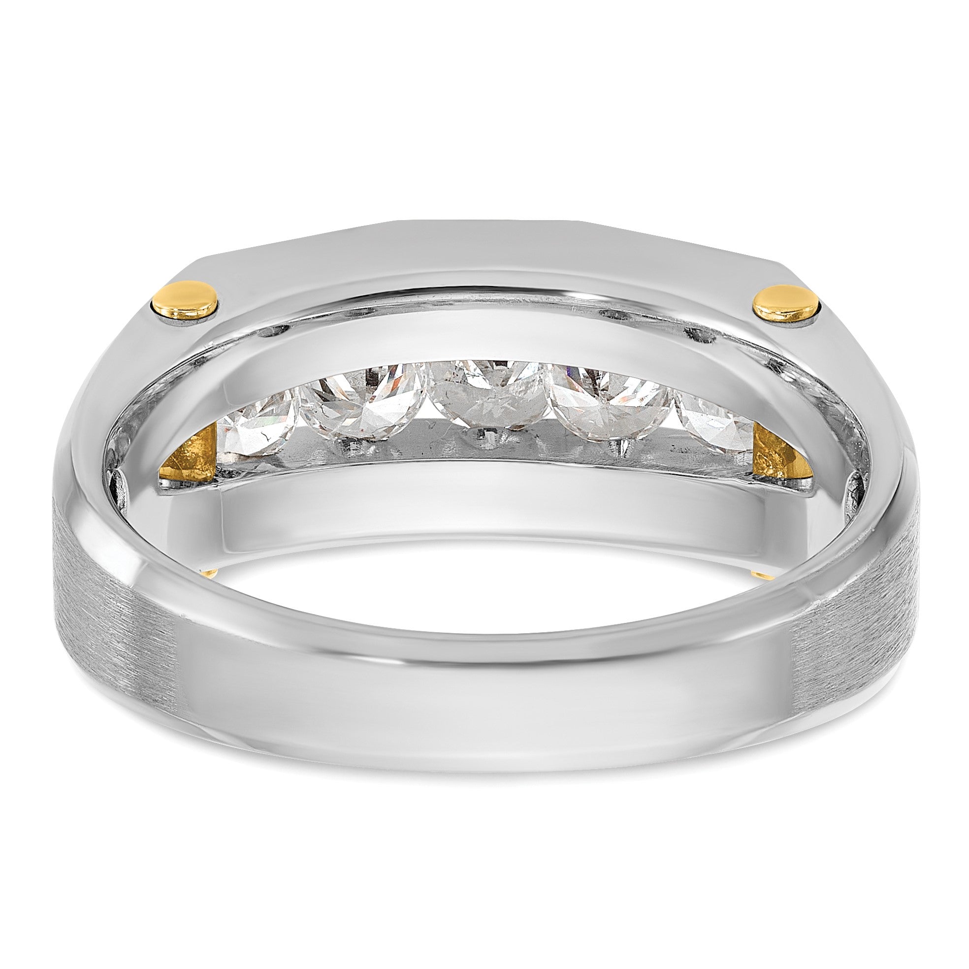 14K Bicolor Gold Herren-Diamantring, poliert und satiniert, 1K Diamant, komplett besetzt