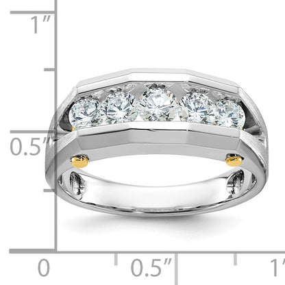 14K Bicolor Gold Herren-Diamantring, poliert und satiniert, 1K Diamant, komplett besetzt