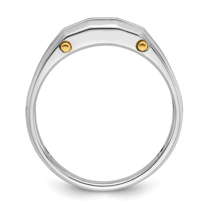 14K Bicolor-Gold Herren-Ring, poliert und satiniert, mit 0,25K Diamanten, komplett besetzt