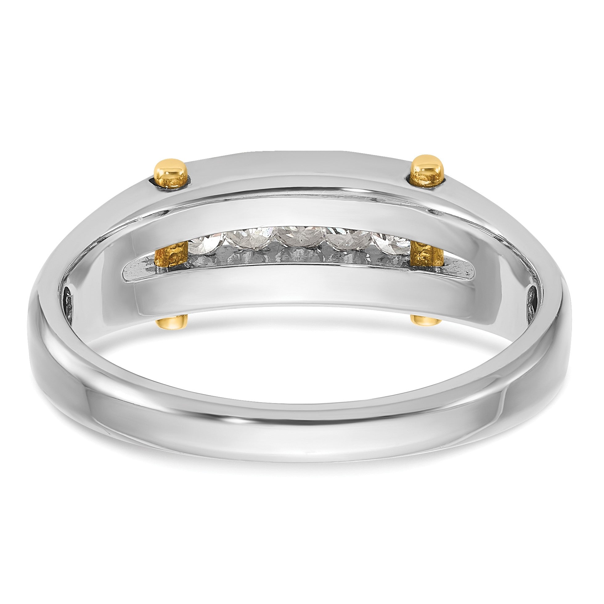 14K Bicolor-Gold Herren-Ring, poliert und satiniert, mit 0,25K Diamanten, komplett besetzt