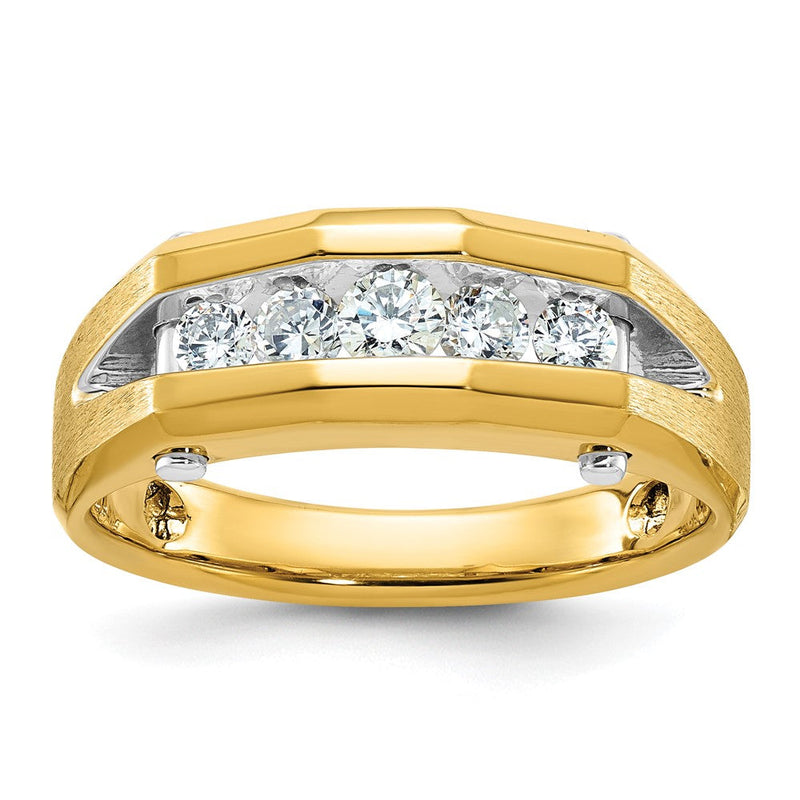 10K Bicolor Ibgoodman Herren Poliert und Satiniert 5-stone 1/2 Karat A Qualität Diamant Ring
