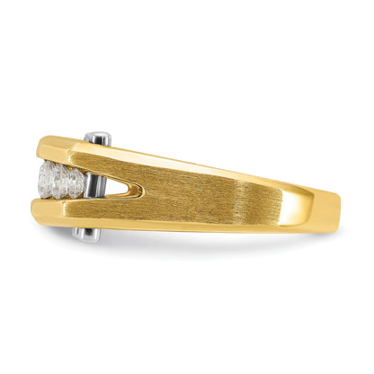 14K Bicolor Herrenring mit 0,5 ct. im Labor gezüchteten Diamanten VS/SI+ G+, Fünf-Stein, poliert und satiniert