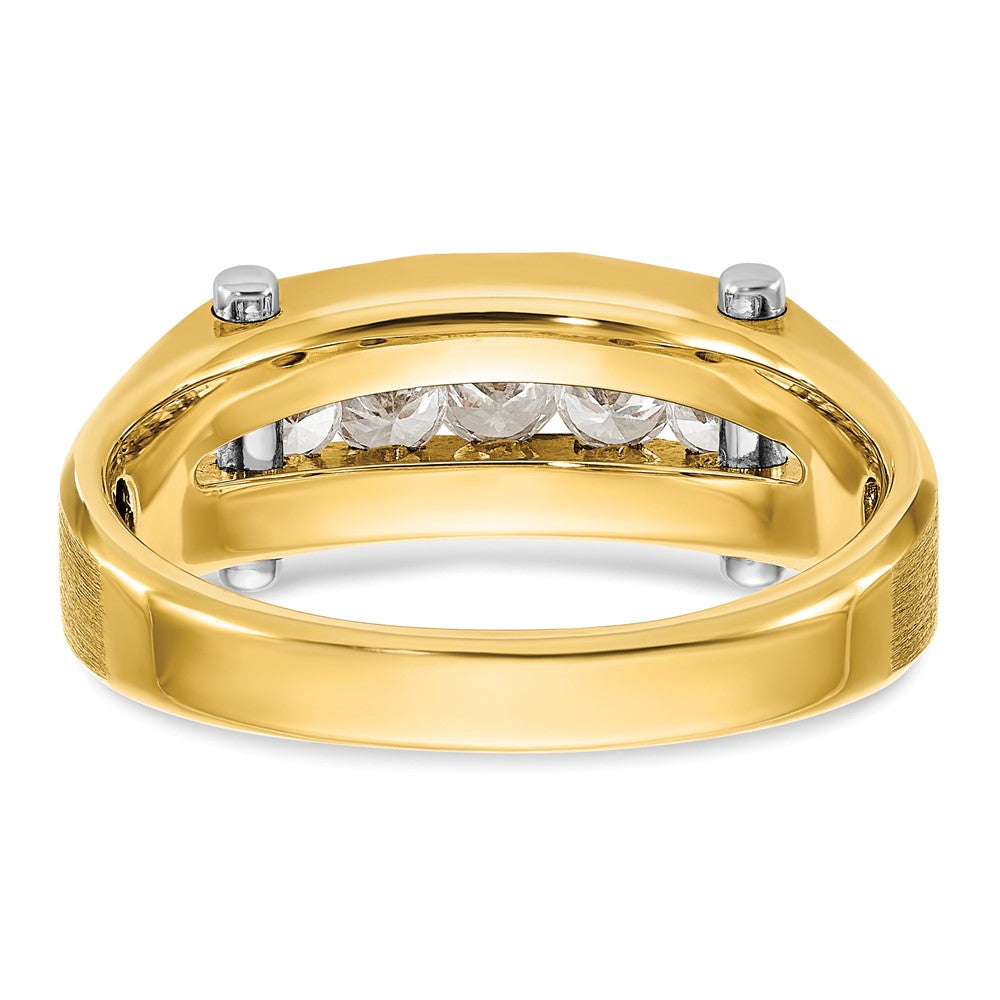 14K Bicolor-Gold Herren-Ring, poliert und satiniert, mit 0,5K Diamanten, komplett besetzt