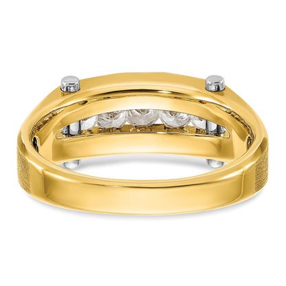 14K Bicolor-Gold Herren-Ring, poliert und satiniert, mit 0,5K Diamanten, komplett besetzt
