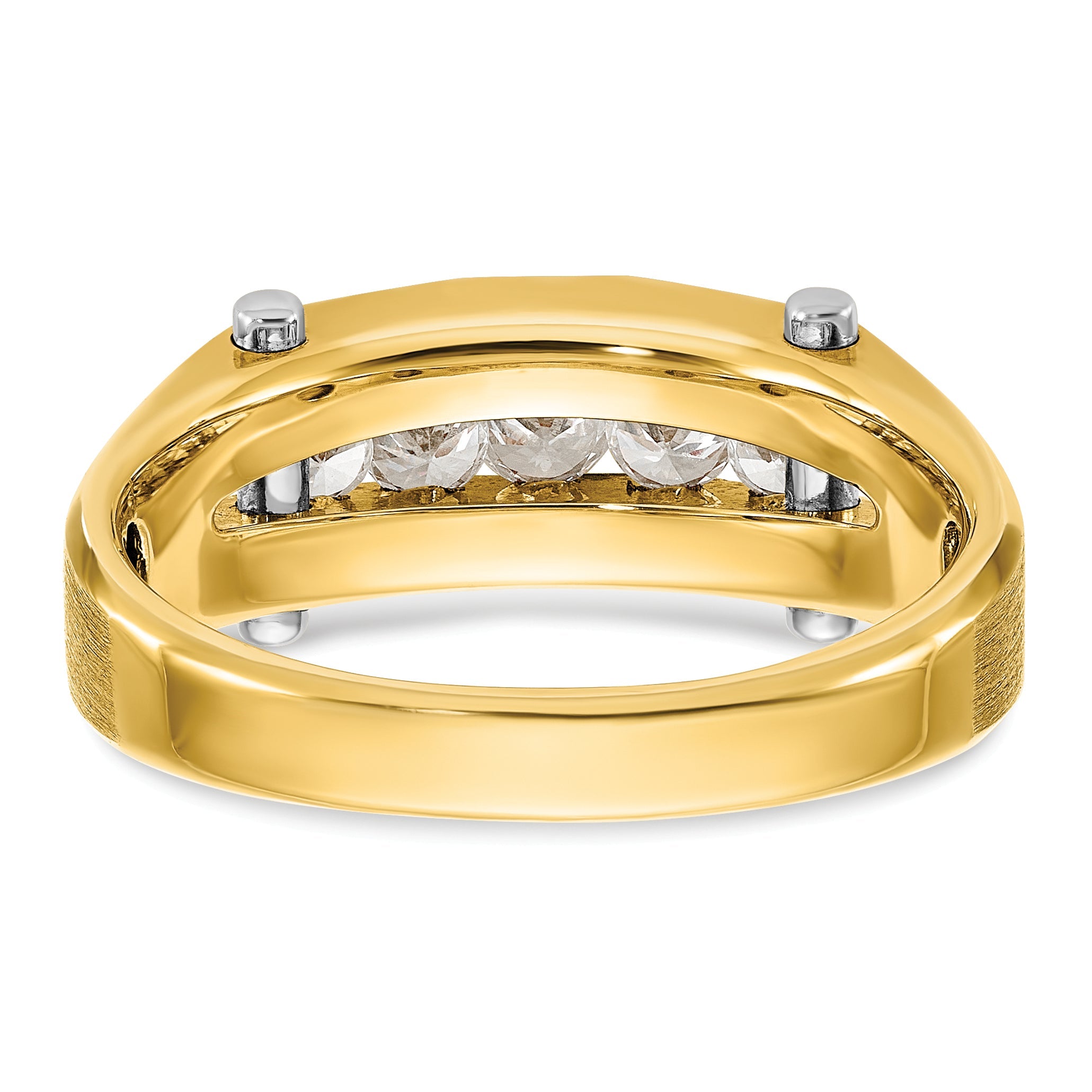 14K Bicolor Herrenring mit 0,5 ct. im Labor gezüchteten Diamanten VS/SI+ G+, Fünf-Stein, poliert und satiniert