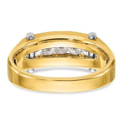 14K Bicolor Herrenring mit 0,5 ct. im Labor gezüchteten Diamanten VS/SI+ G+, Fünf-Stein, poliert und satiniert