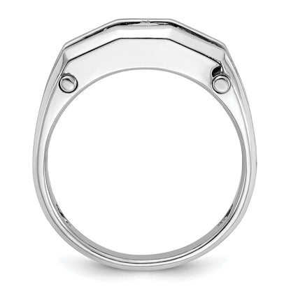 14K Weißgold Herren Ring, poliert und satiniert, mit 0,75K Diamant komplett besetzt
