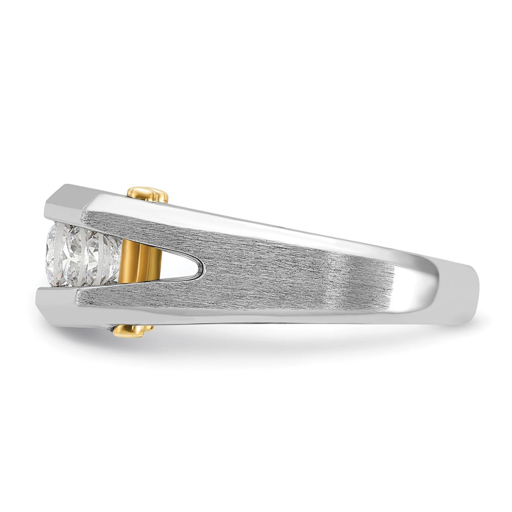 14K Weißgold Herren Ring, poliert und satiniert, mit 0,75K Diamant komplett besetzt