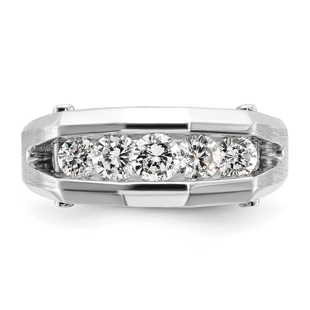 14K Weißgold Herren Ring, poliert und satiniert, mit 0,75K Diamant komplett besetzt