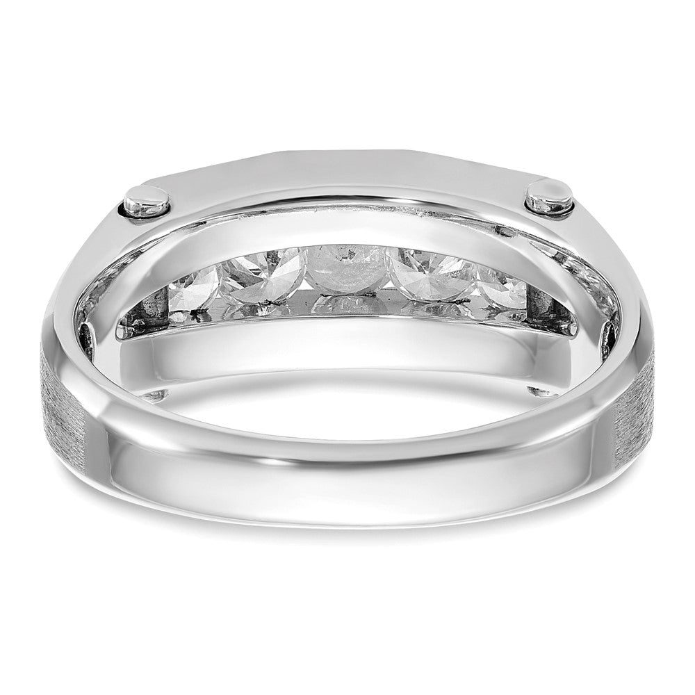 14K Weißgold Herren Ring, poliert und satiniert, mit 0,75K Diamant komplett besetzt