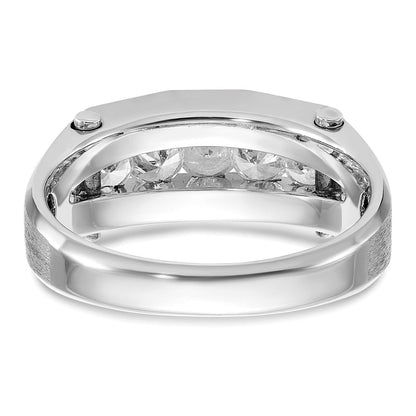 14K Weißgold Herren Ring, poliert und satiniert, mit 0,75K Diamant komplett besetzt