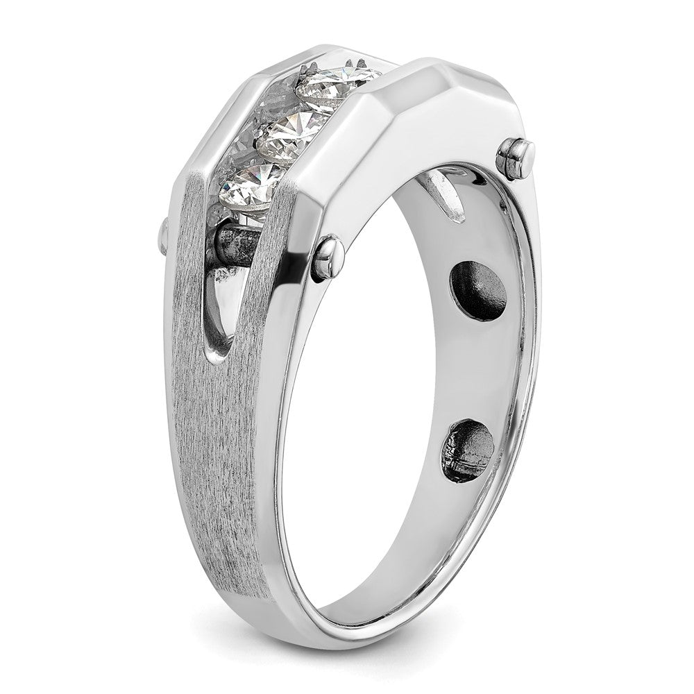 14K Weißgold Herren Ring, poliert und satiniert, mit 0,75K Diamant komplett besetzt
