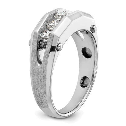 14K Weißgold Herren Ring, poliert und satiniert, mit 0,75K Diamant komplett besetzt