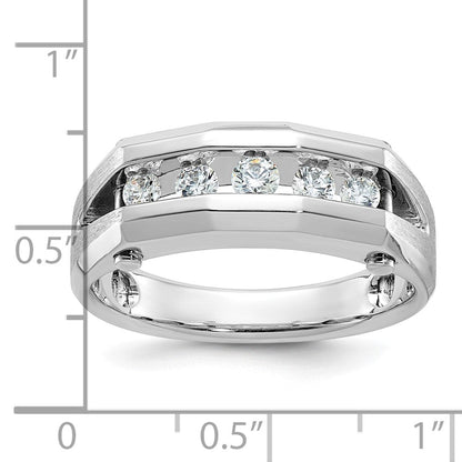 14K Weißgold Herren Ring, poliert und satiniert, mit 0,75K Diamant komplett besetzt