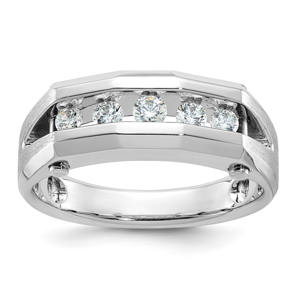 14K Weißgold Herren Ring, poliert und satiniert, mit 0,75K Diamant komplett besetzt