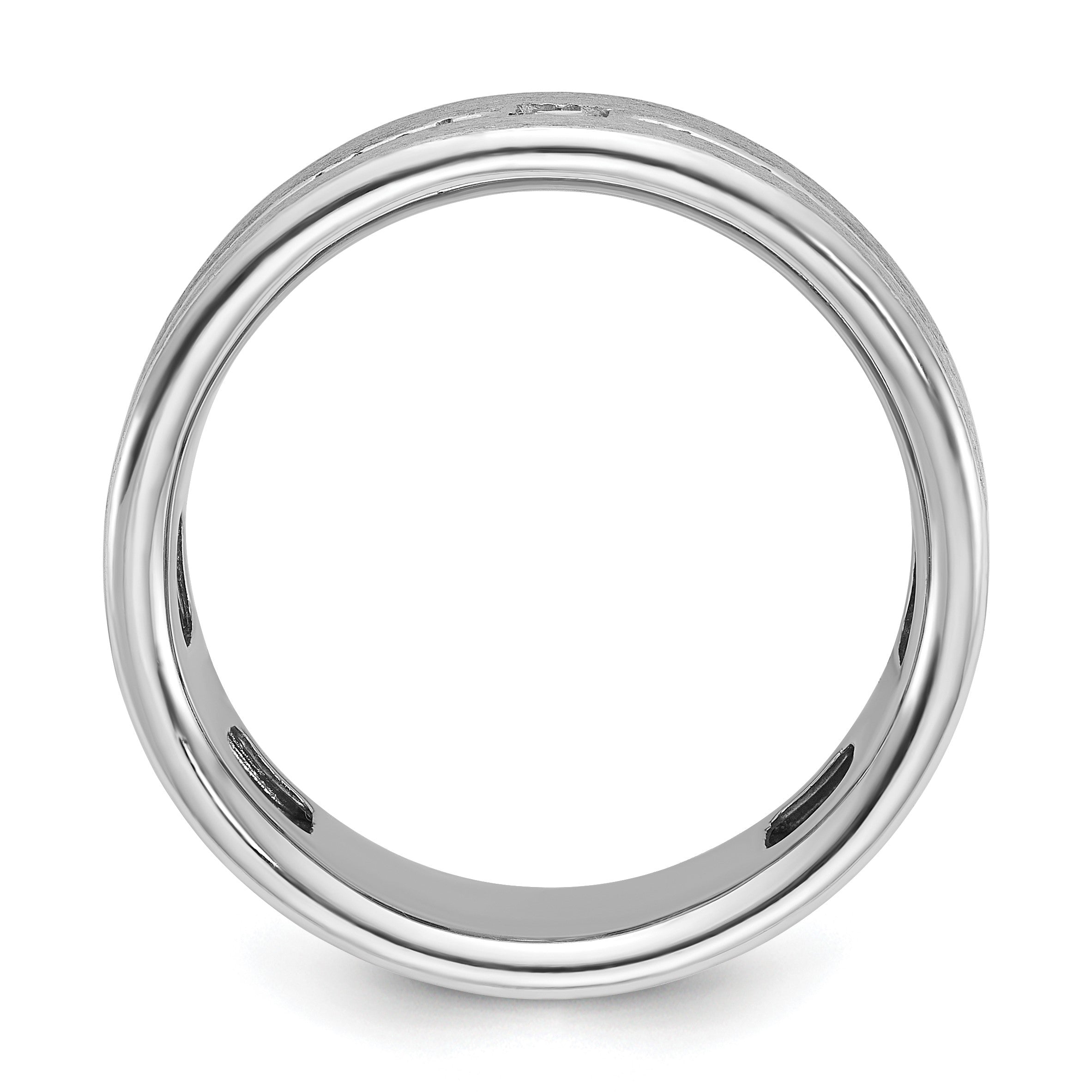 14K Weißgold Herren Ring, poliert und satiniert, mit 0,2K Diamanten, komplett besetzt