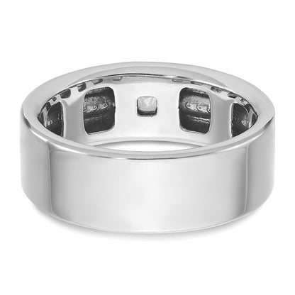 14K Weißgold Herren Ring, poliert und satiniert, mit 0,2K Diamanten, komplett besetzt