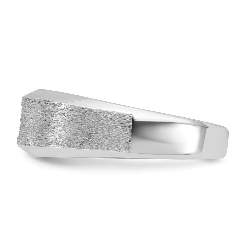 14K Weißgold Herren Ring, poliert und satiniert, 0,17 ct. Diamant, komplett