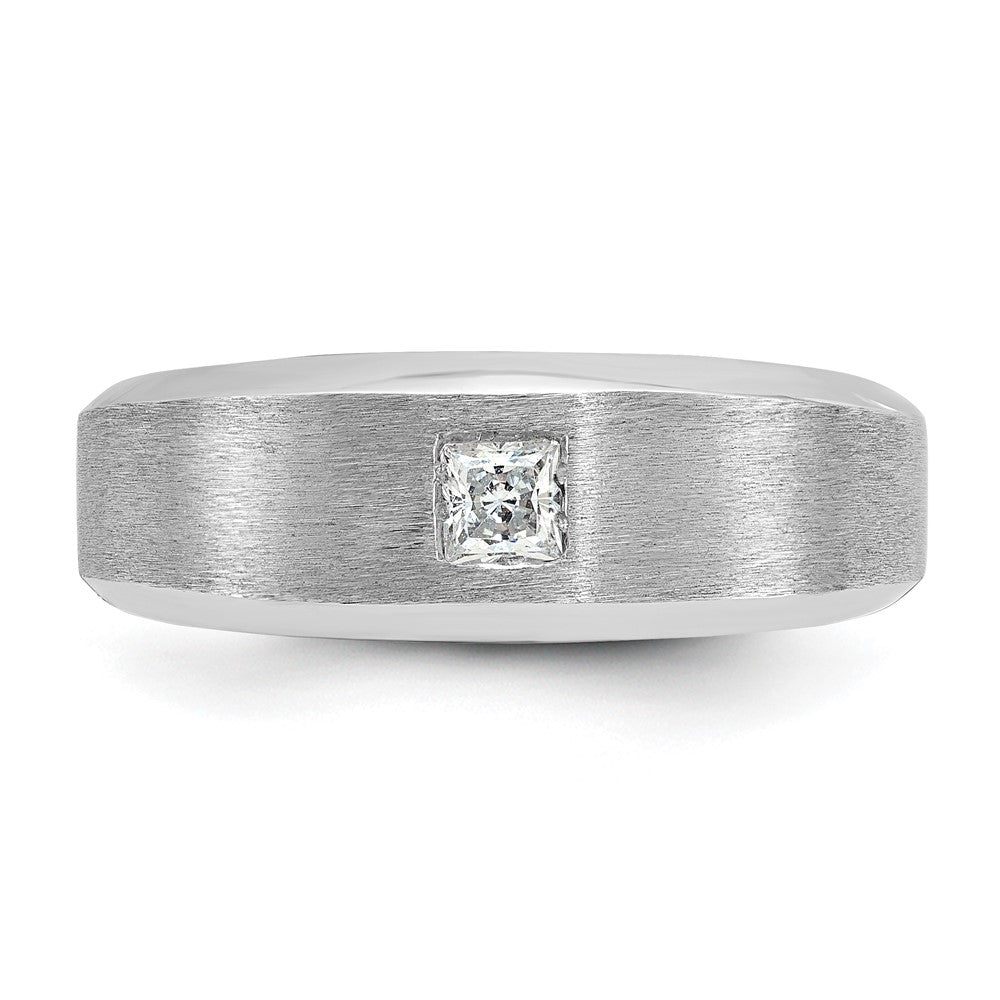 14K Weißgold Herren Ring, poliert und satiniert, 0,17 ct. Diamant, komplett