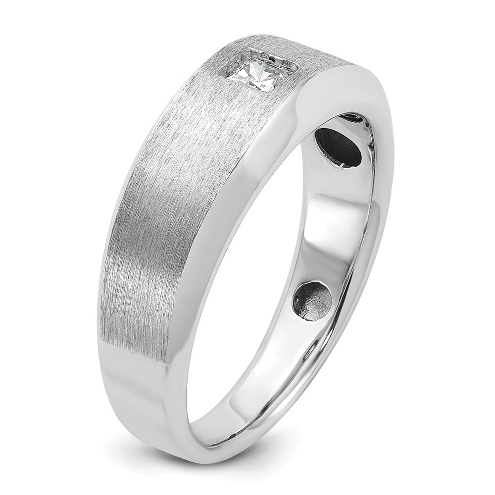 14K Weißgold Herren Ring, poliert und satiniert, 0,17 ct. Diamant, komplett