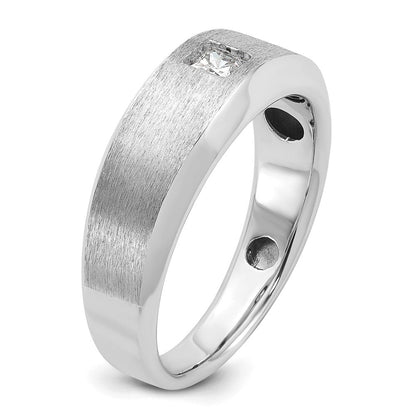 14K Weißgold Herren Ring, poliert und satiniert, 0,17 ct. Diamant, komplett