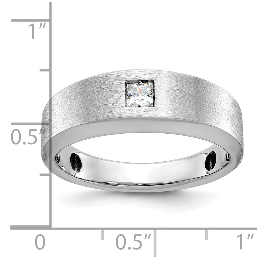 14K Weißgold Herren Ring, poliert und satiniert, 0,17 ct. Diamant, komplett