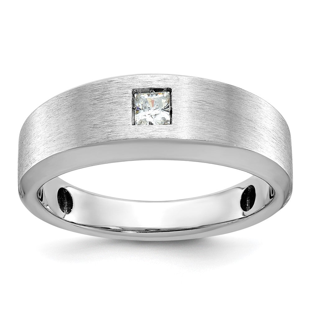14K Weißgold Herren Ring, poliert und satiniert, 0,17 ct. Diamant, komplett