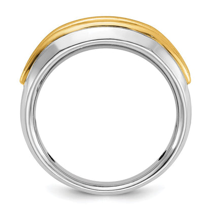 14K Bicolor-Gold Herren-Ring mit 0,25K Diamanten, komplett