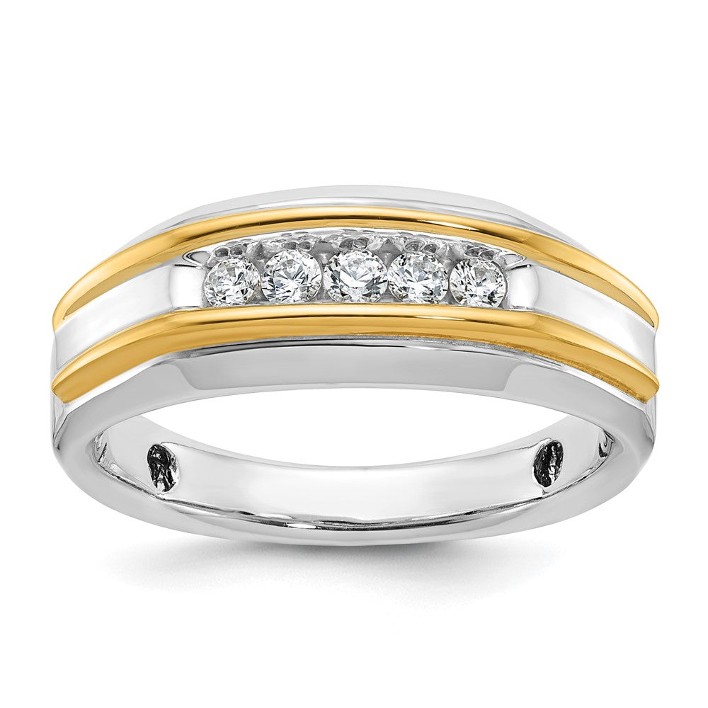 14K Bicolor-Gold Herren-Ring mit 0,25K Diamanten, komplett