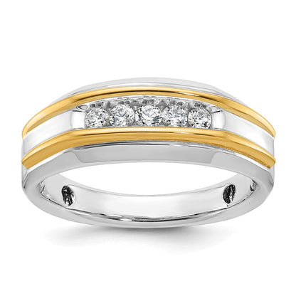 14K Bicolor Fünf-Stein-Ring mit 0,25 ct. Laborgezüchteten Diamanten VS/SI+ G+, poliert, für Herren