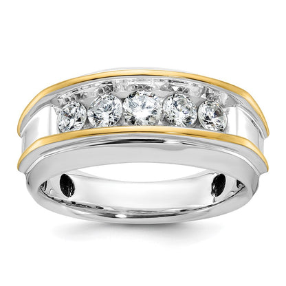 10K Bicolor Ibgoodman Herren Poliert 5-stone 1 Karat A Qualität Diamant Ring