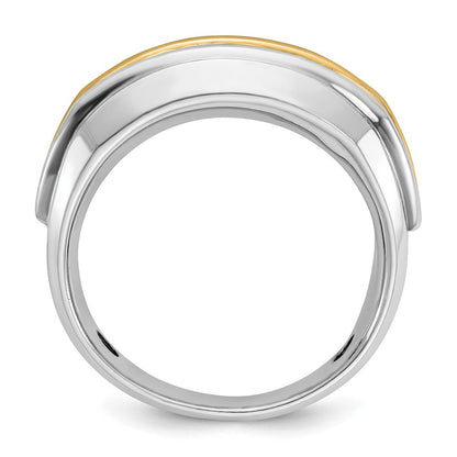 14K Bicolor-Gold Herren-Ring mit 1K Diamant, komplett besetzt
