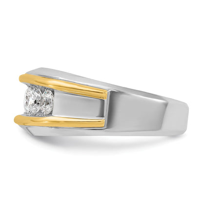 14K Bicolor-Gold Herren-Ring mit 1K Diamant, komplett besetzt