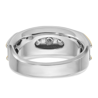 14K Bicolor-Gold Herren-Ring mit 1K Diamant, komplett besetzt