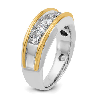 14K Bicolor Herrenring mit 1 ct. im Labor gezüchtetem Diamant VS/SI+ G+